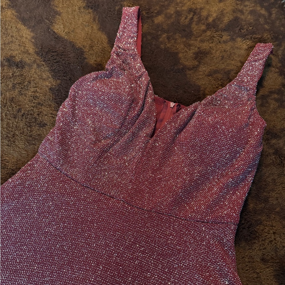 Red crystal doll sparkle glitter mini dress